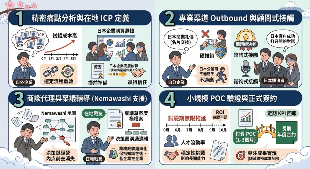 【有料級】日本進出初期：從信任建立到長期夥伴關係的市場深耕指南 營業代理 vs 自社採用 的執行路徑與風險差異(步驟)